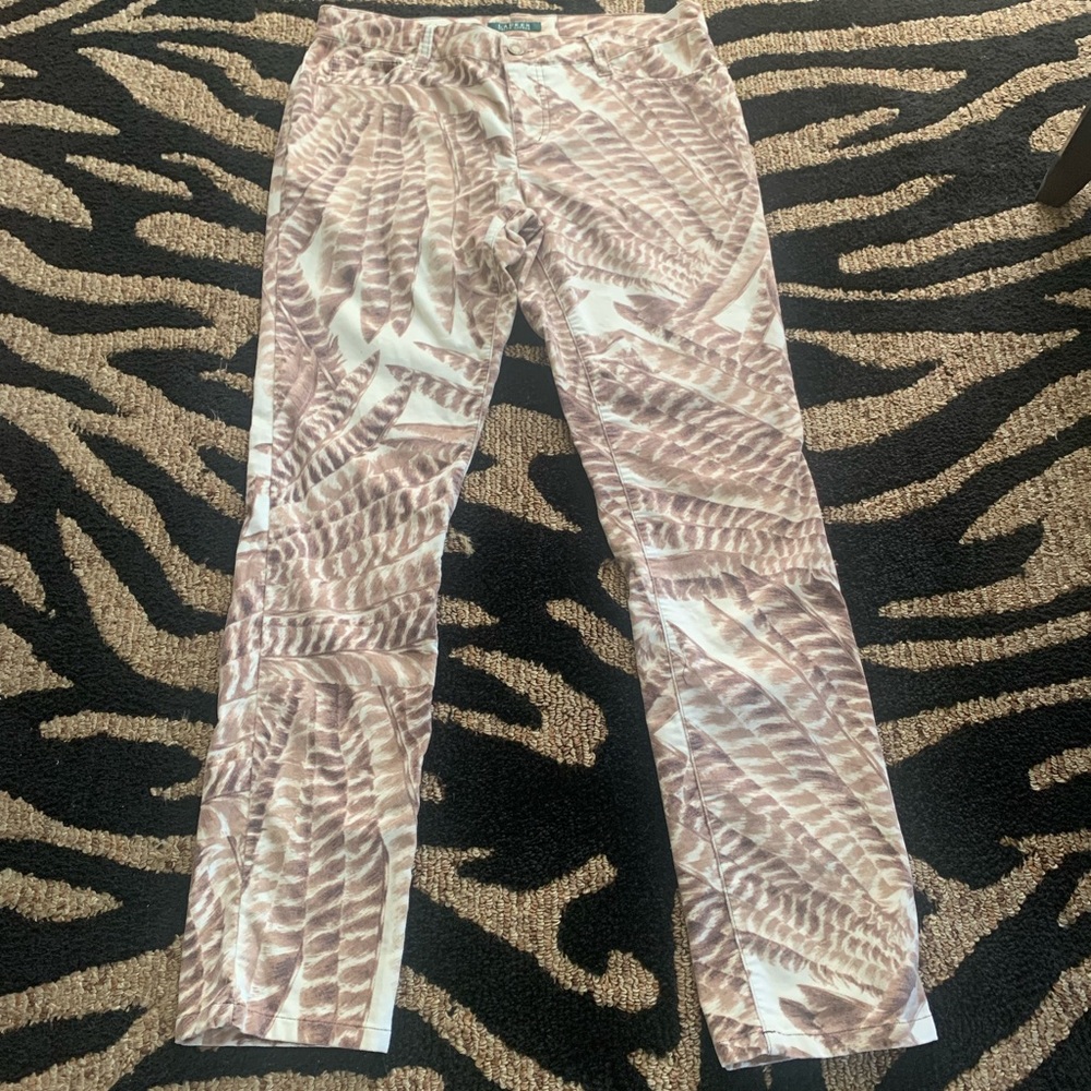 Lauren Ralph Lauren Women's Brushed Cotton Palm Leaf Pants Off White & Beige SZ8